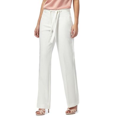 Ivory high-waisted petite trousers